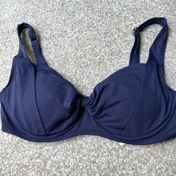 Anne Cole Bikini Womens sz 34C 36B Navy Twist Swim Top Underwire Support - Picture 1 of 6